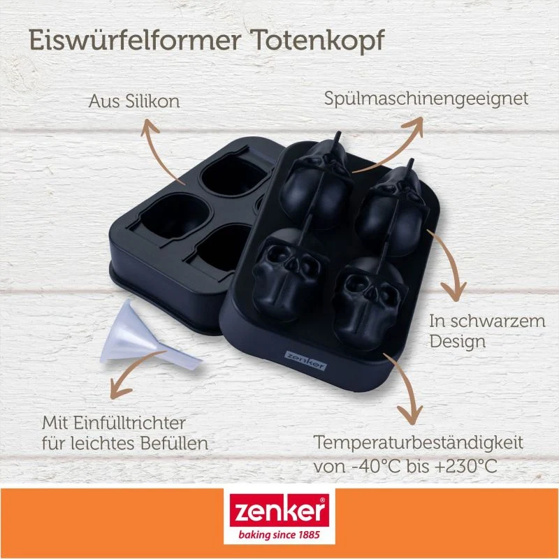 Eiswürfelformer Totenkopf – 4er - Zenker