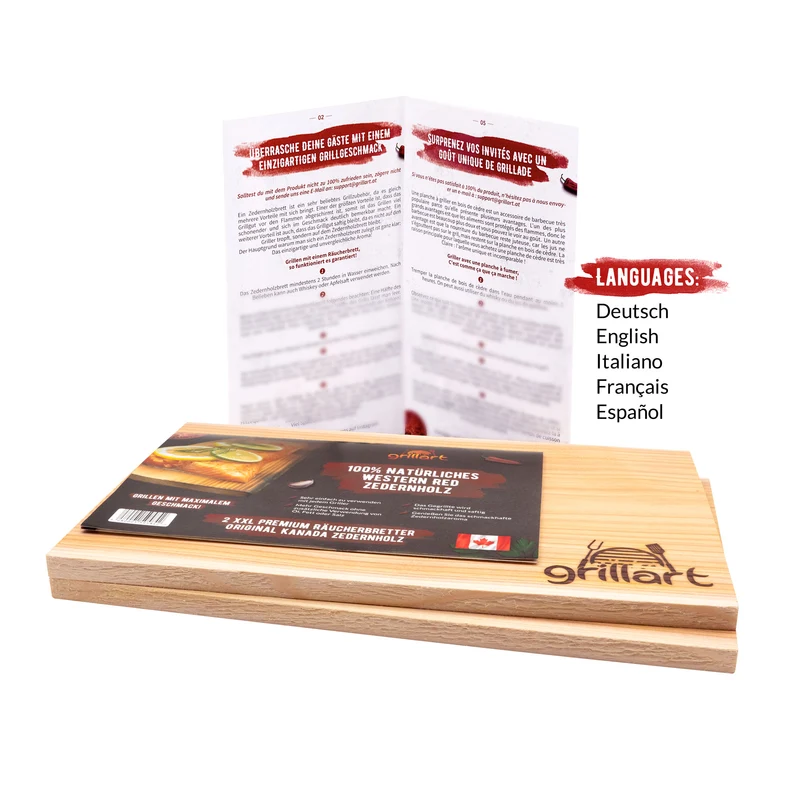 Zedernholzbretter zum Grillen – aus 100% natürlichem Western Red Zedernholz - 2er Set XXL 30 x 20 x 1 cm
