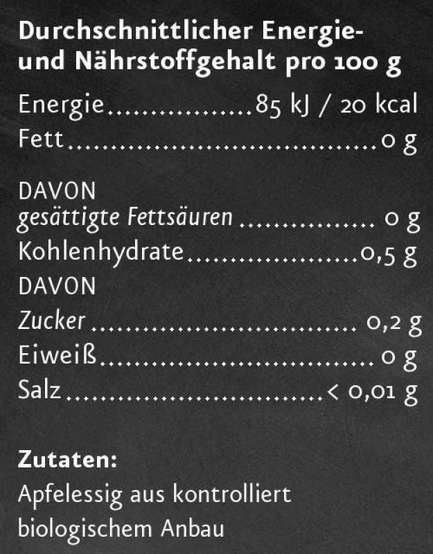 Apfelessig naturtrüb BIO Ölmühle Solling - Ölmühle Solling