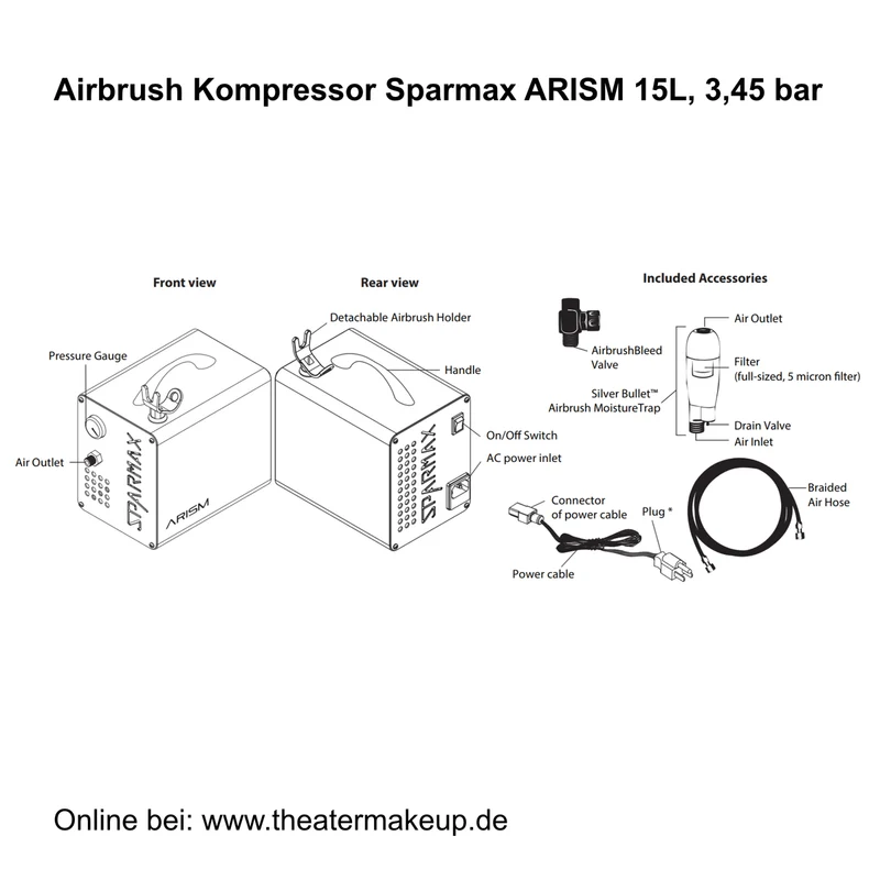 Airbrush Kompressor Sparmax ARISM AC66-hx,15L, 3,45bar
