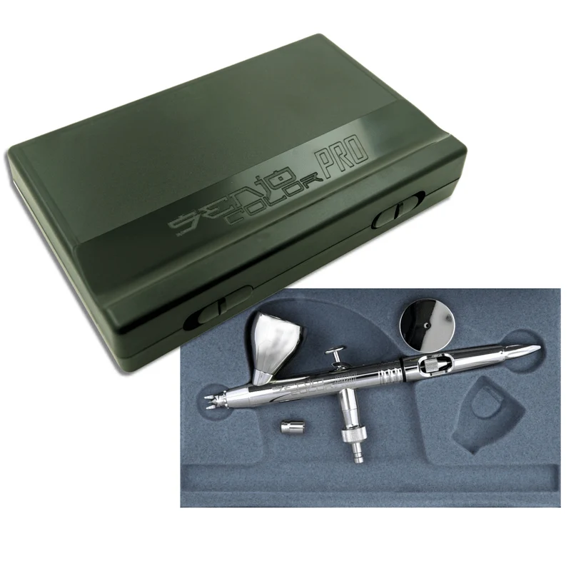 Airbrush PRO Set II in box, nozzle 0,4mm 5ml paint cup with lid, toolcleaner, hose, coupling