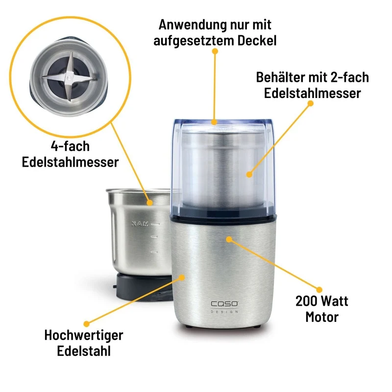 CASO Coffee & Kitchen Flavour Kaffee- und Gewürzmühle mit Zerkleinerer