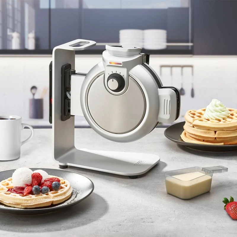 CASO WaffleUp vertikales Waffeleisen für belgische Waffeln, 800 W