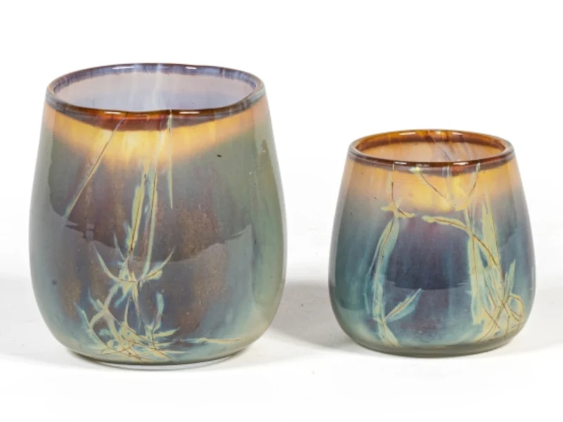 Dekocandle Windlicht Glas grün/ braun Ø 12 x 11 cm (1 Stück)