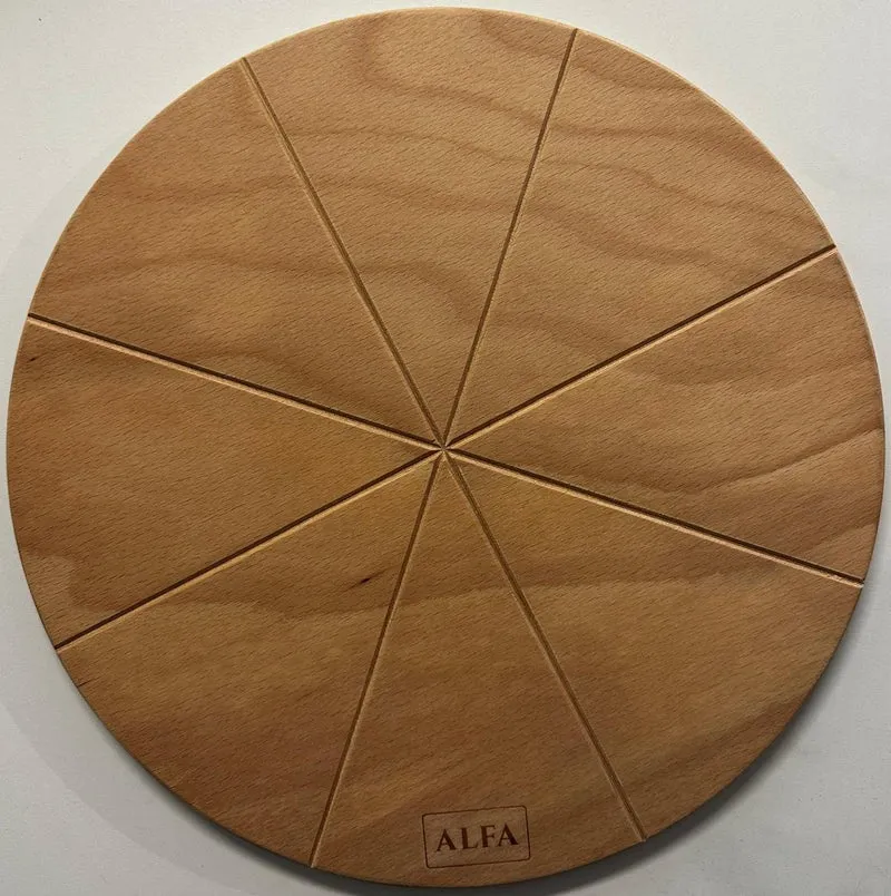 Alfa Pizza Schneidebrett aus Buchenholz Ø 33cm