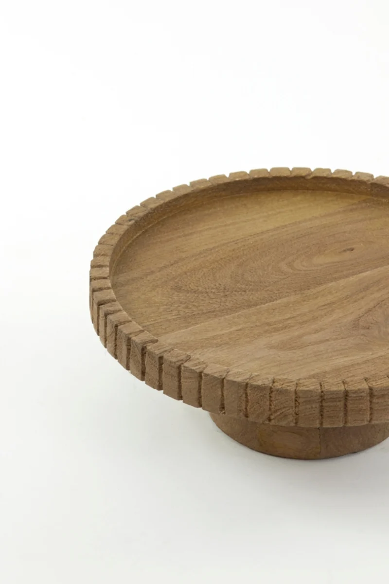 Light & Living Caleta Schale auf Fuß Holz matt 28 cm