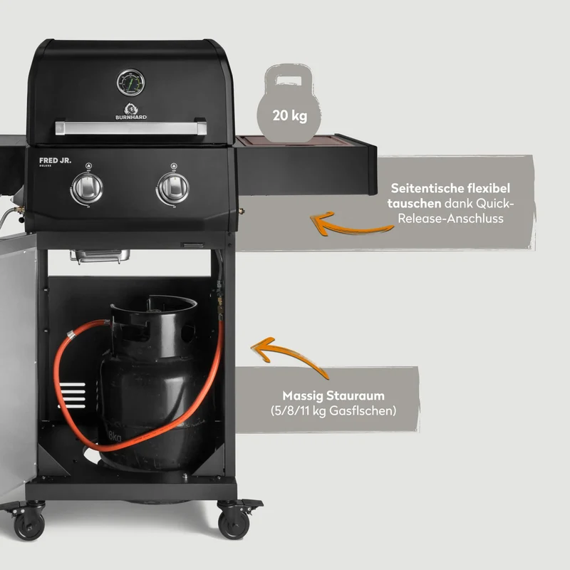 Burnhard FRED Jr. Deluxe Gasgrill Black Edition 2-Brenner mit Edelstahlrost Series 4