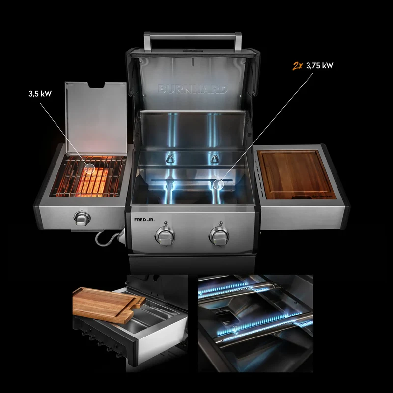 Burnhard FRED Jr. Deluxe Gasgrill Edelstahl 2-Brenner mit Edelstahlrost Series 4
