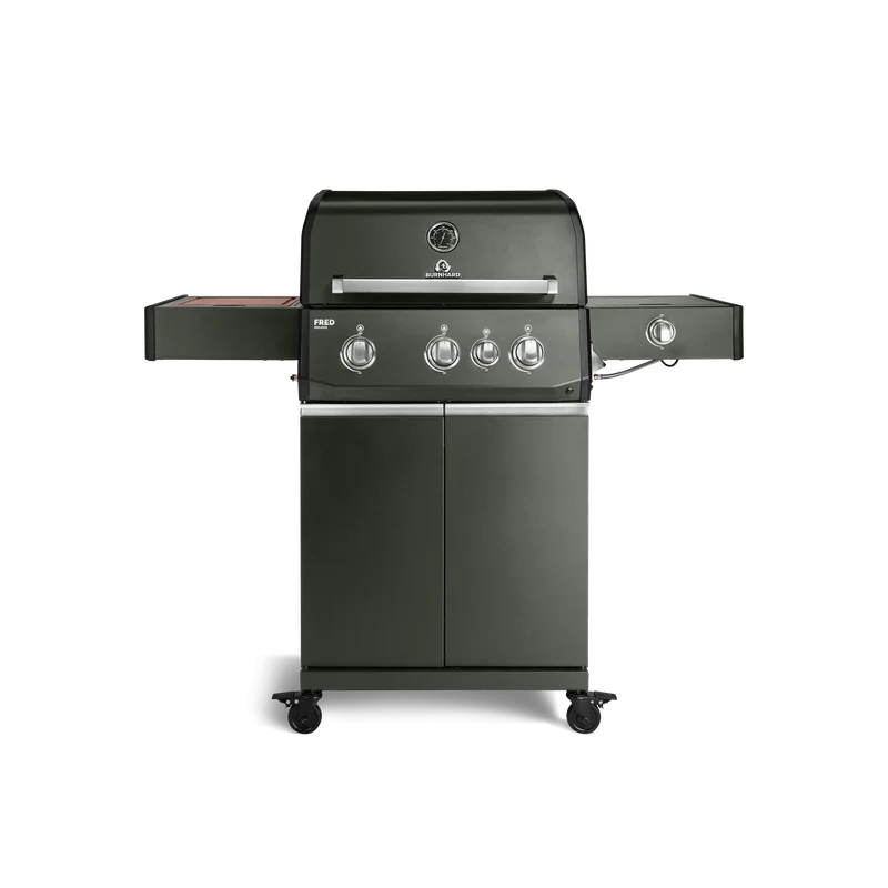 Burnhard FRED Deluxe Gasgrill 3-Brenner Green Edition mit Edelstahlrost Series 4