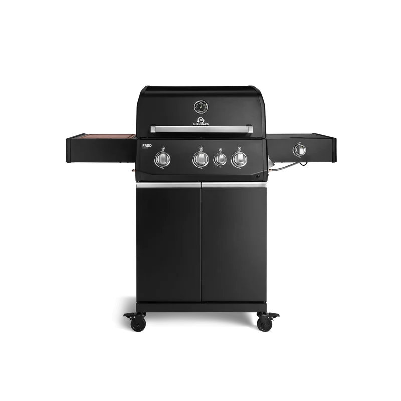 Burnhard FRED Deluxe Gasgrill 3-Brenner Black Edition mit Gusseisenrost Series 4