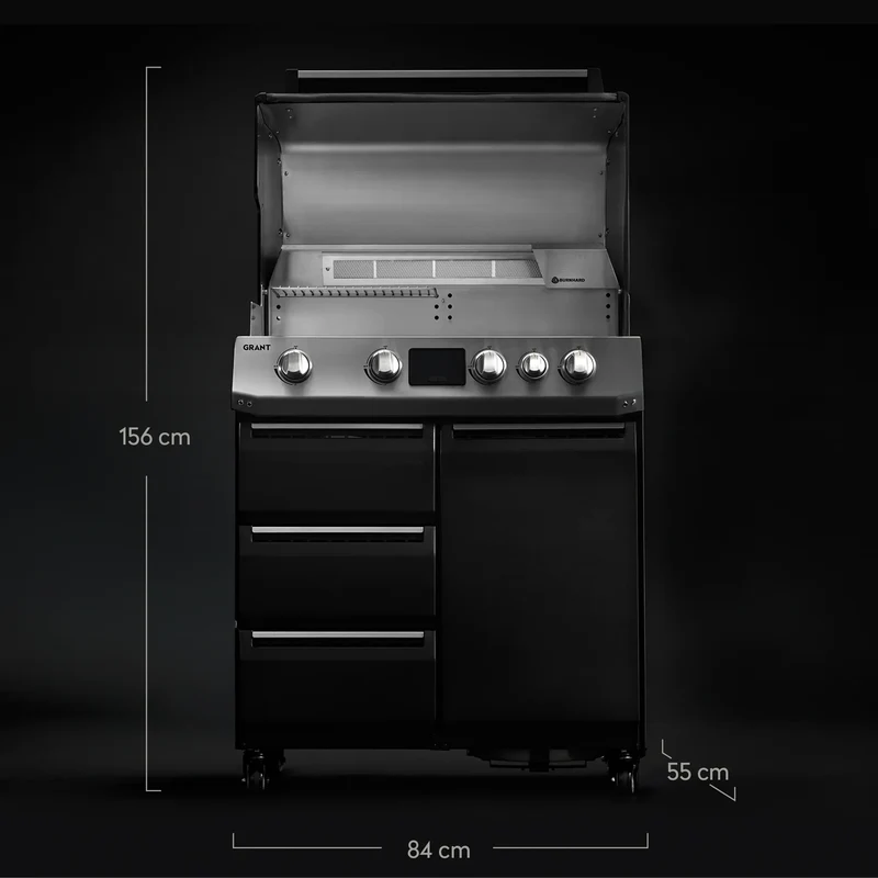 Burnhard GRANT Base - Modularer Gasgrill 4-Brenner mit Schubladen und Edelstahlrost