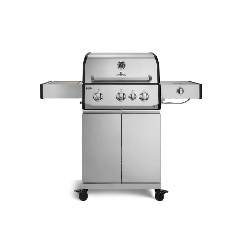 Burnhard FRED Deluxe Gasgrill 3-Brenner Edelstahl mit Edelstahlrost Series 4