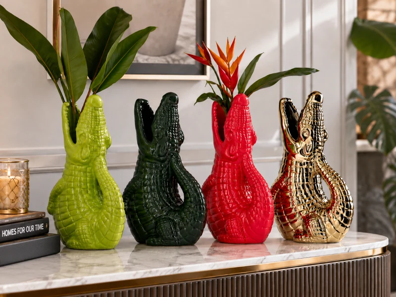 Giftcompany Croco Vase dunkelgrün 25cm