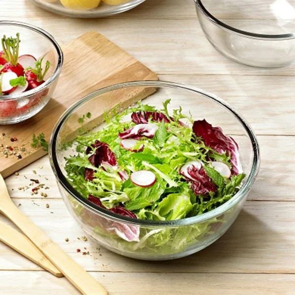 Glasschüssel mit Deckel Bowl rund 2 Liter
