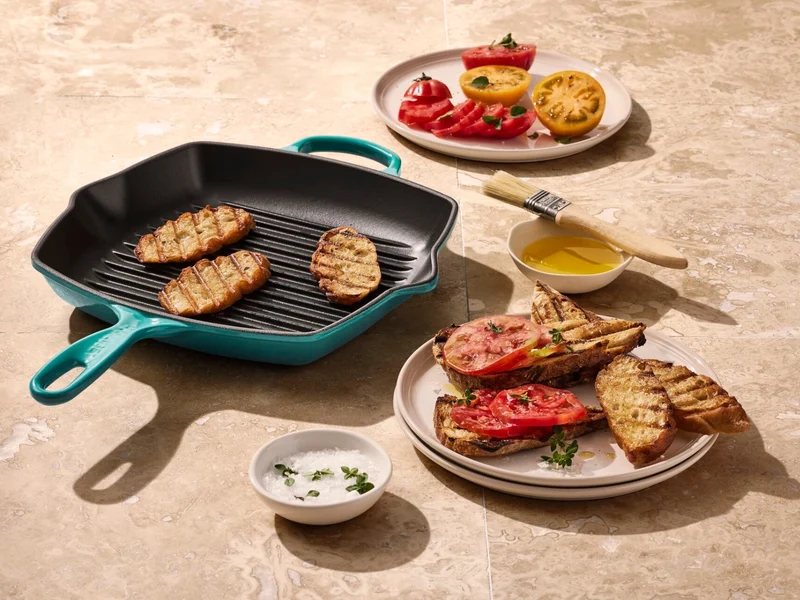 Le Creuset Grillpfanne Signature quadratisch bleu riviera 26cm