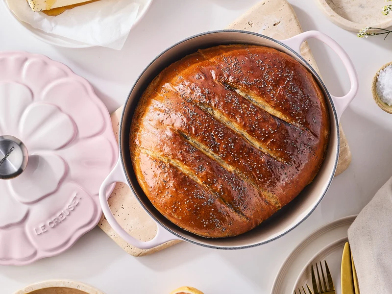 Le Creuset Bräter Blume Signature rund shell pink 26cm