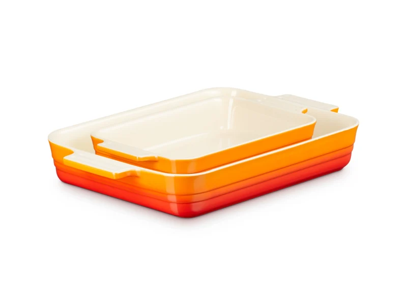 Le Creuset Auflaufform Klassik rechteckig ofenrot 25/32cm Set 2tlg