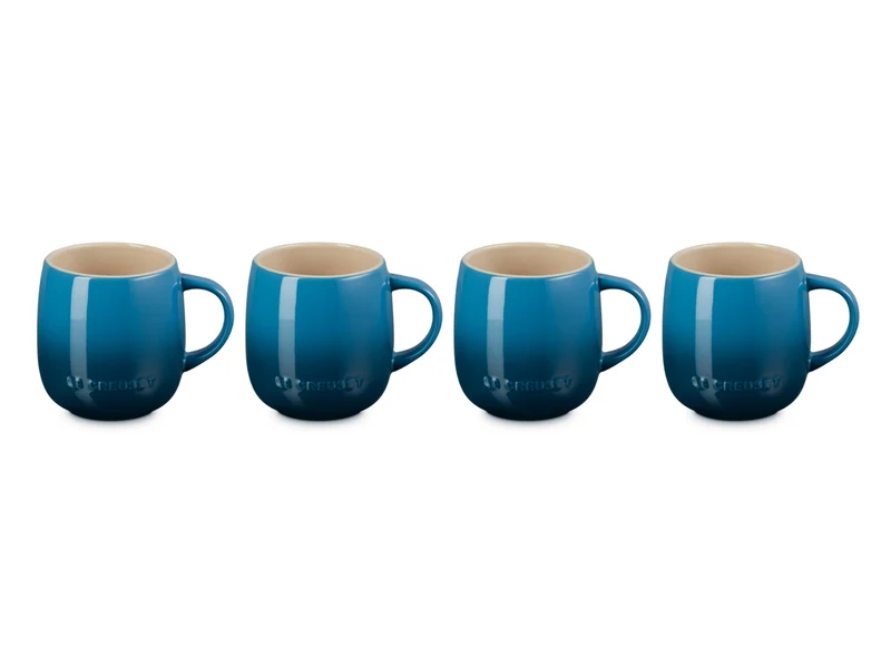 Le Creuset Becher mit Henkel deep teal 0,37l Set 4tlg