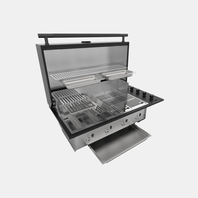 Brabura Box-Q-Einbaugrill 4-Brenner schwarz | Neuestes Edelstahlmodell