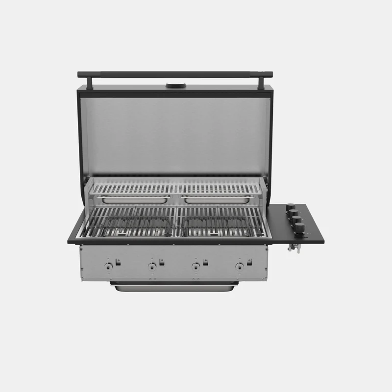 Brabura Box-Q-Einbaugrill 4-Brenner schwarz | Neuestes Edelstahlmodell
