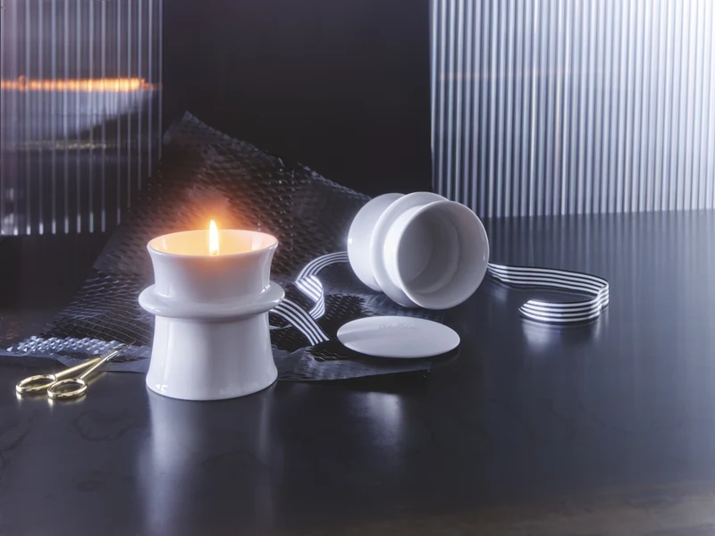 Rosenthal Rinki Duftkerze klein weiß 10cm 2tlg