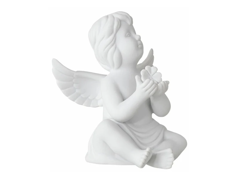 Rosenthal Engel groß Weiss matt Engel mit Glücksklee 15cm