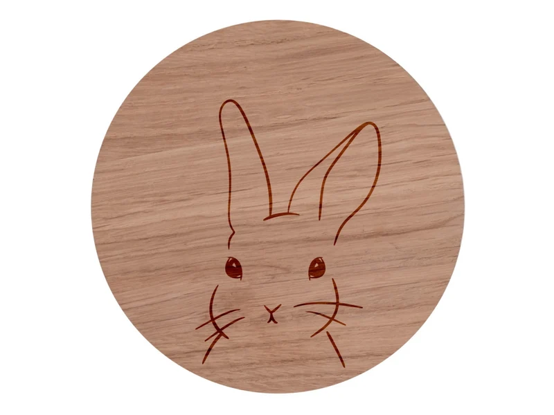 Eulenschnitt Untersetzer aus Eiche Hase 11,2cm
