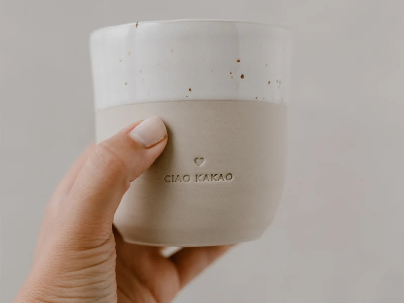 Eulenschnitt Becher Ciao Kakao beige 0,32l