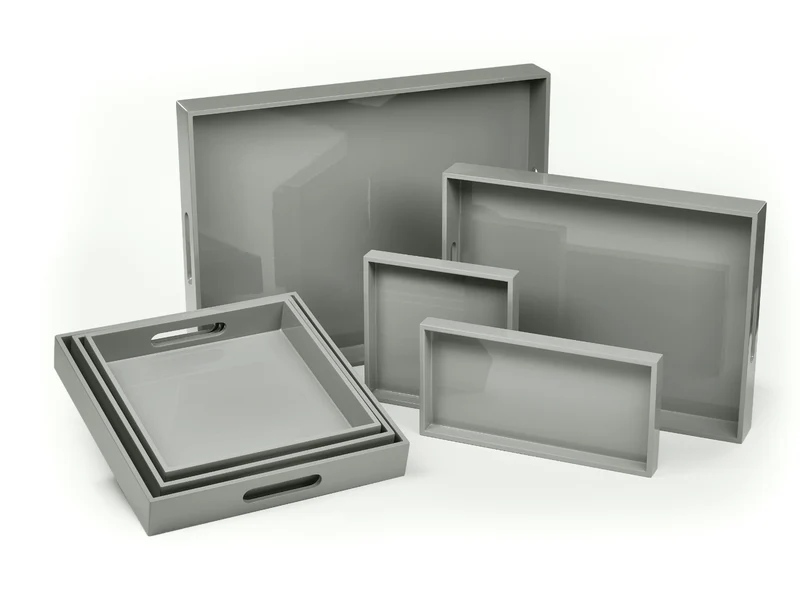 albert L. (punkt) Lacquer-Tablett naturgrau 20x20cm