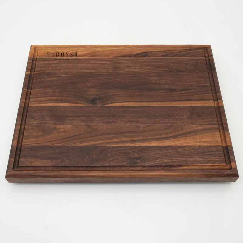 BABOSSA | Nussbaum Schneidebrett L | Naturkante | Saftrille | 44,5x35x4,5 cm