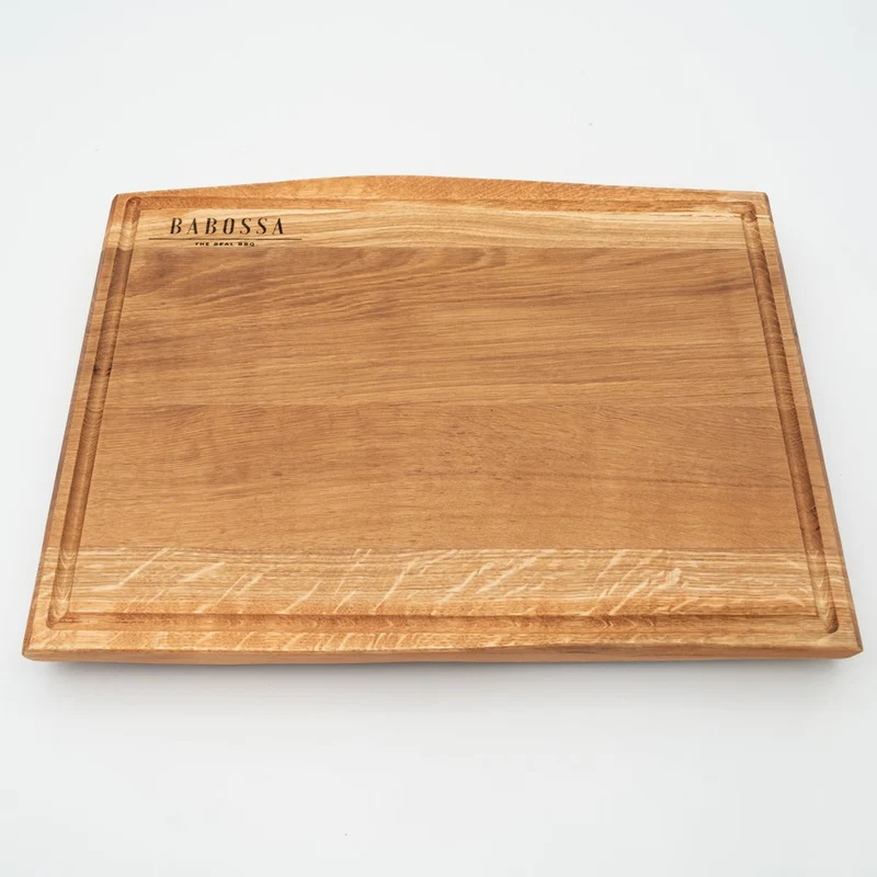 BABOSSA | Eichen Schneidebrett L | Naturkante | Saftrille | 44,5x35x4,5 cm