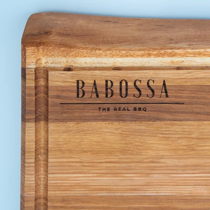 BABOSSA | Eichen Schneidebrett XL | Naturkante | Saftrille | 70x40x6 cm