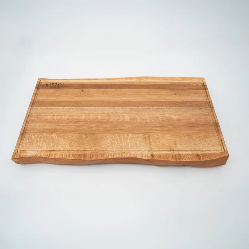 BABOSSA | Eichen Schneidebrett XL | Naturkante | Saftrille | 70x40x6 cm