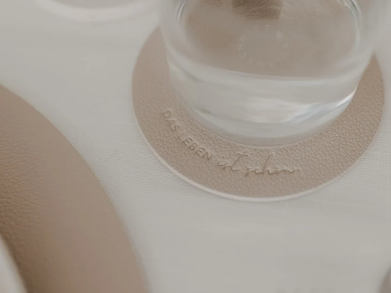 Eulenschnitt Untersetzer Das Leben wendbar creme 11cm Set 2tlg