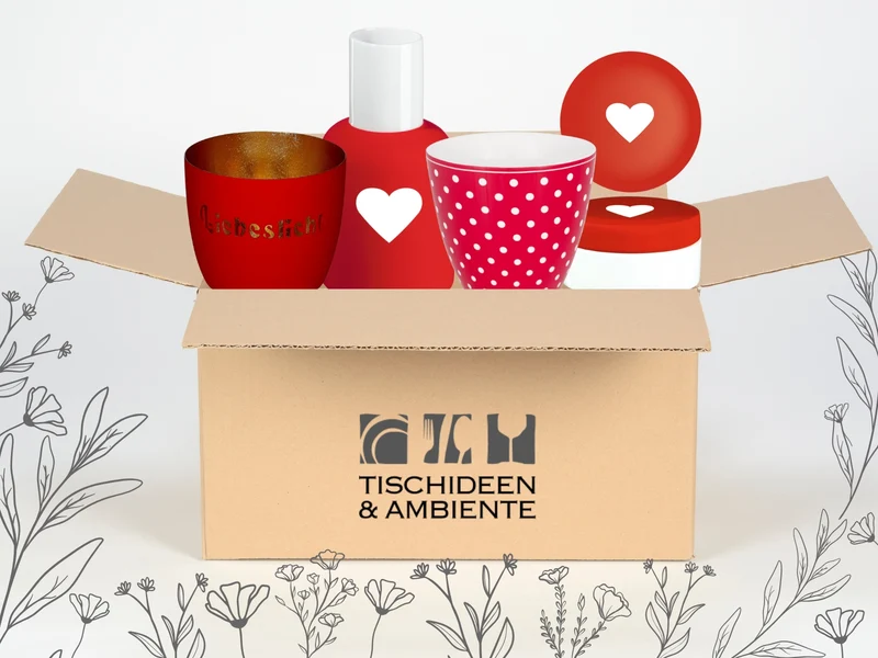 Geschenkbox rot 4tlg - Liebe