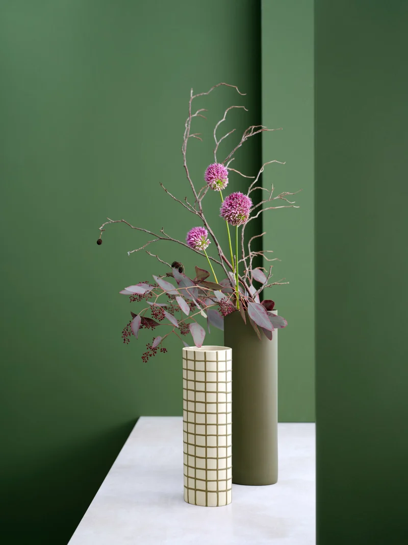 ASA lines and square Vase olive squares 25cm