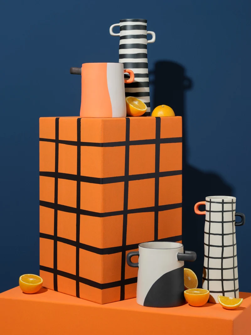 ASA rayu Vase grün kariert 17cm
