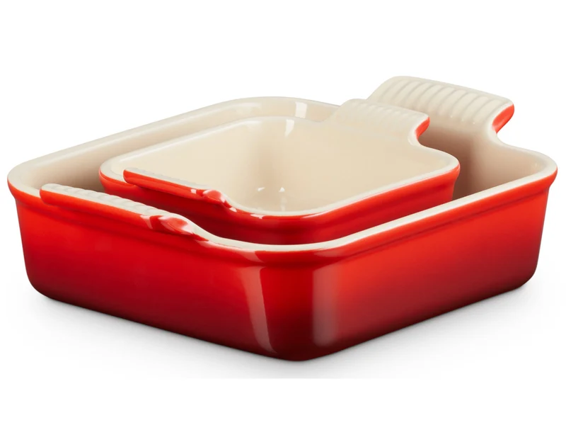 Le Creuset Auflaufform Tradition quadratisch kirschrot 2tlg