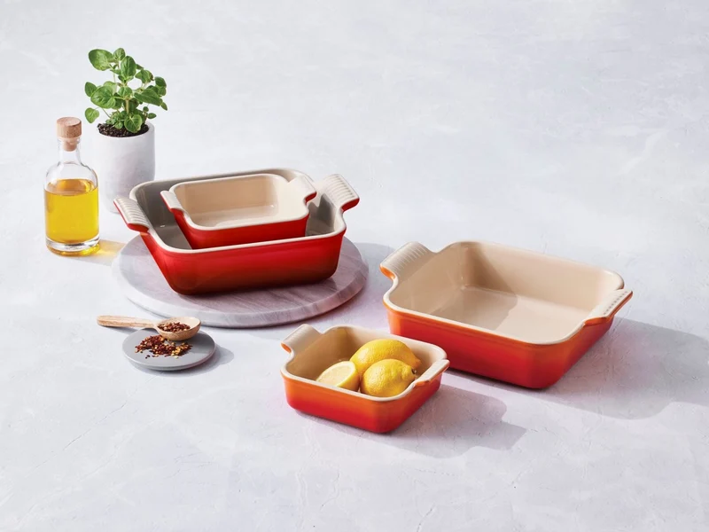 Le Creuset Auflaufform Tradition quadratisch kirschrot 2tlg