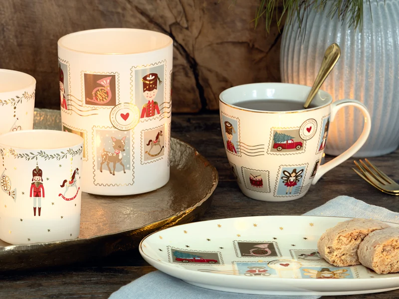Greengate Xmas letter Servierplatte oval small white 15x24cm