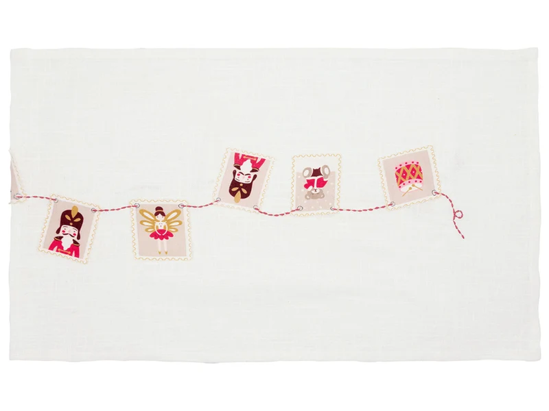 Greengate Xmas letter Tischläufer mit Stickerei white 140x40cm