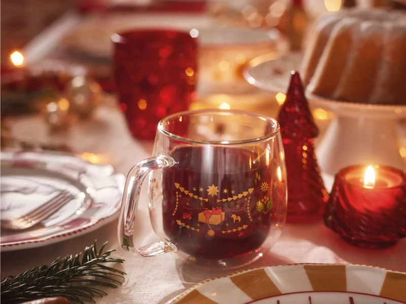 Hutschenreuther Christmas Love Glas dekoriert Becher doppelwandig 2er Set
