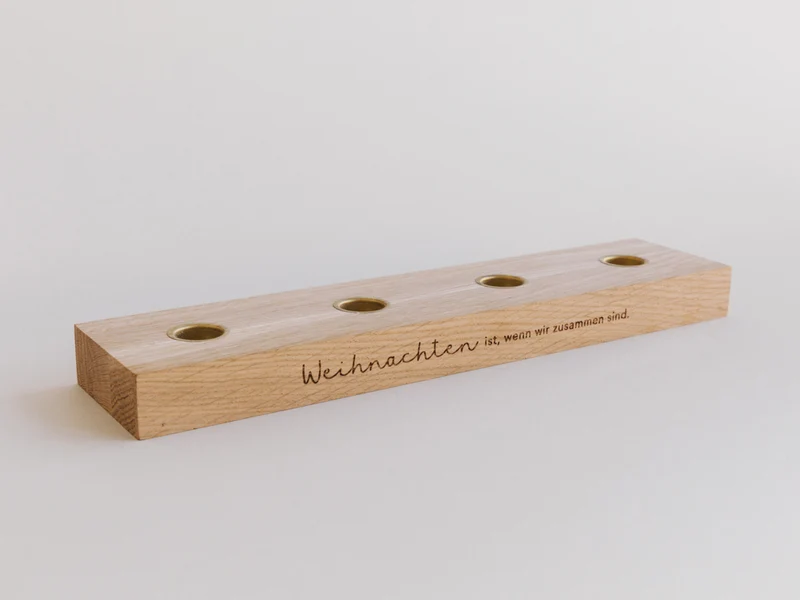 Eulenschnitt Adventskerzenbrett aus Eiche Weihnachten 35cm