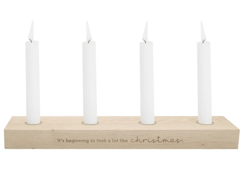 Eulenschnitt Adventskerzenbrett aus Eiche Christmas 35cm