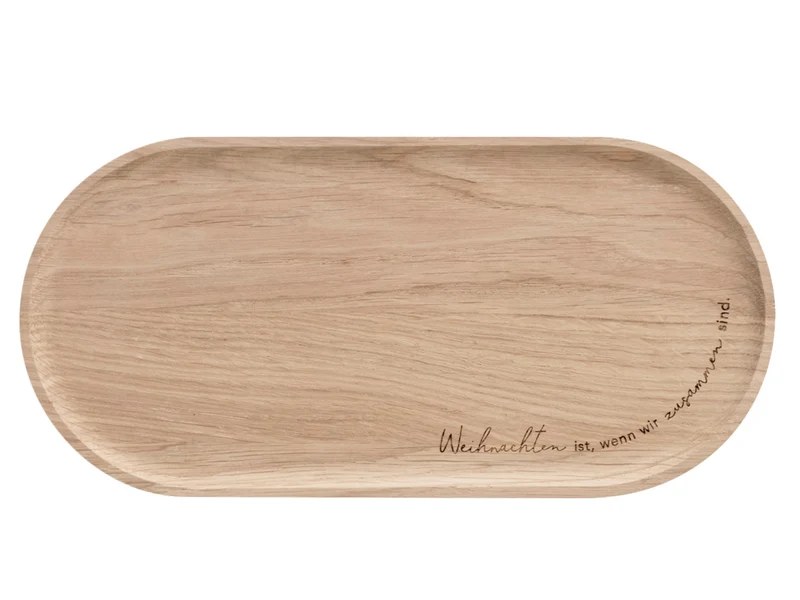 Eulenschnitt Mini Tablett aus Eiche Weihnachten ist 25cm
