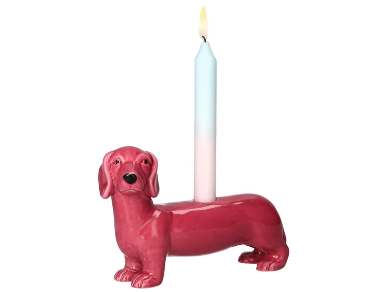 Giftcompany Mignon Kerzenhalter Dackel rosa 13,2cm