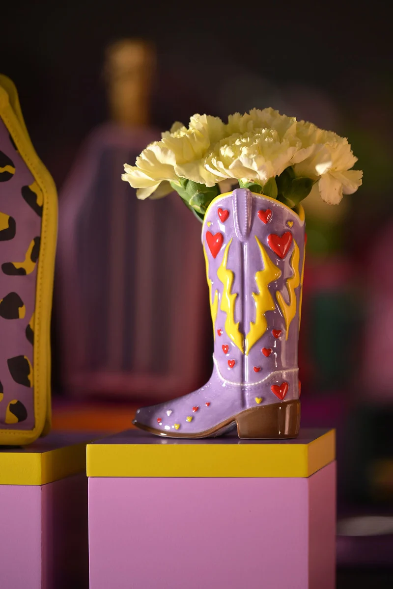 Giftcompany Mignon Vase Cowboystiefel lila 15cm