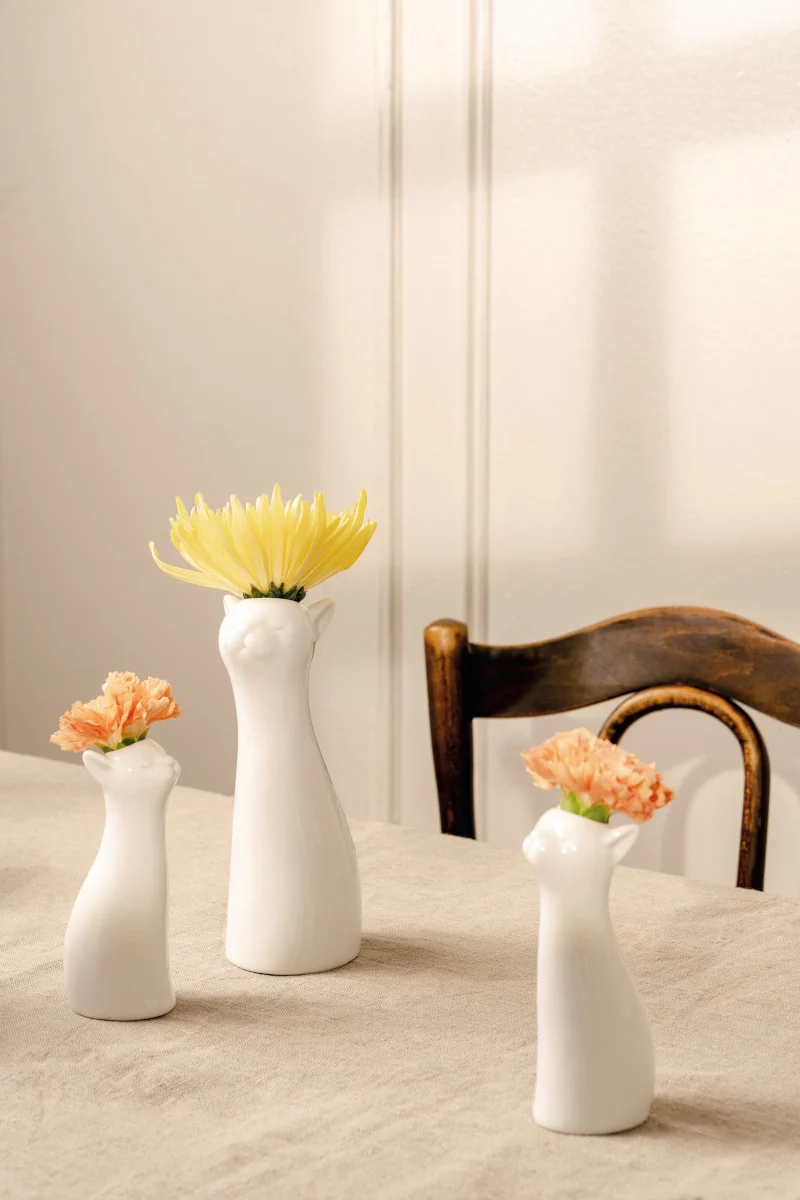 Hutschenreuther Katzen-Vase Weiss Vase 14 cm