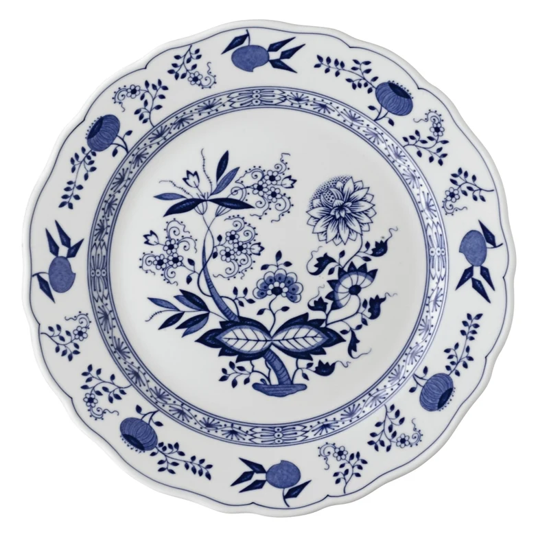 Hutschenreuther Blau Zwiebelmuster Speiseteller m. Fahne 27 cm