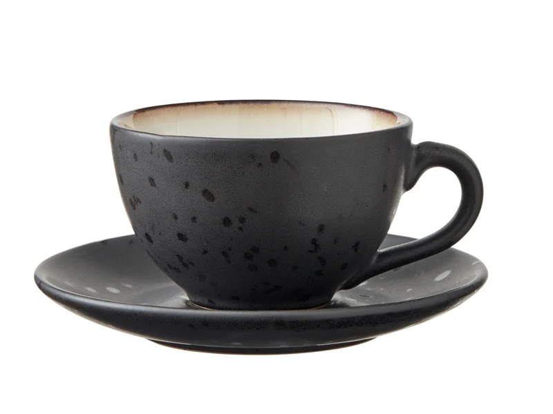 Bitz Tasse mit Untertasse black/amber 0,24 l Set4